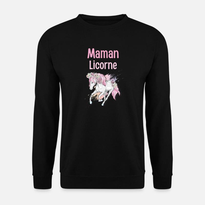 Pastell Blumen Einhorn Mama - Unisex Pullover - Schwarz