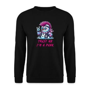 Punk Schneemann – Trust Me - Unisex Pullover - Schwarz - Vorne - Alina (178cm) & Michal (187cm)
