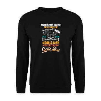Maquette ferroviaire Chemin de fer miniature - Sweat-shirt Unisexe - noir - Devant - Alina (178cm) & Michal (187cm)