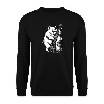 Cochon Bassiste à la contrebasse - Sweat-shirt Unisexe - noir - Devant - Alina (178cm) & Michal (187cm)