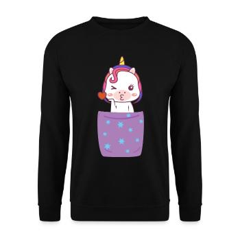 Licorne dans la poche de poitrine - Sweat-shirt Unisexe - noir - Devant - Alina (178cm) & Michal (187cm)