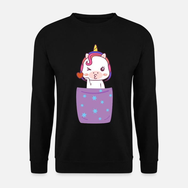 Einhorn in Brusttasche - Unisex Pullover - Schwarz