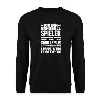 Handballspieler Handball Handballer Geschenke - Unisex Pullover - Schwarz - Vorne - Alina (178cm) & Michal (187cm)
