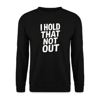 Denglisch Lustig I Hold That Not Out - Unisex Pullover - Schwarz - Vorne - Alina (178cm) & Michal (187cm)