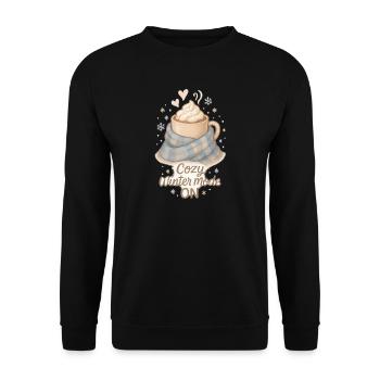 Cozy Winter Mode – Gemütliches Winter Kakao Design - Unisex Pullover - Schwarz - Vorne - Alina (178cm) & Michal (187cm)
