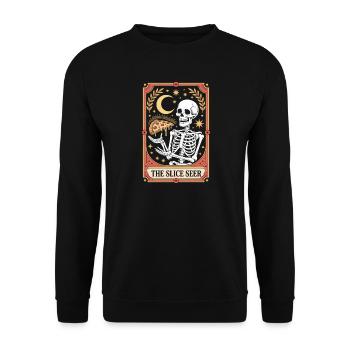 The Slice Seer Skeleton Tarot Pizza Moon Stars - Unisex Sweatshirt - black - Front - Alina (178cm) & Michal (187cm)
