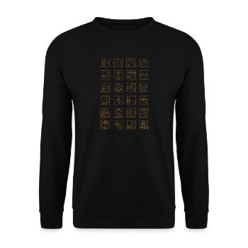 Adventskalender Gold Kariert Geometrisches Muster - Unisex Pullover - Schwarz - Vorne - Alina (178cm) & Michal (187cm)