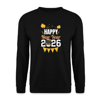 Happy New Year 2026 Festive Golden Style - Unisex Sweatshirt - black - Front - Alina (178cm) & Michal (187cm)