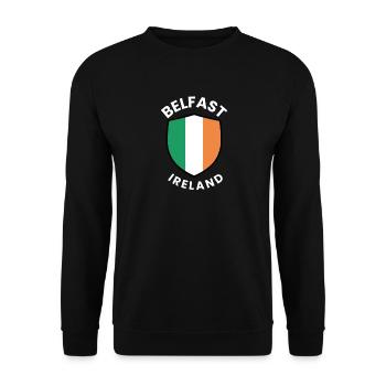 Belfaster Schild von Irland - Unisex Pullover - Schwarz - Vorne - Alina (178cm) & Michal (187cm)