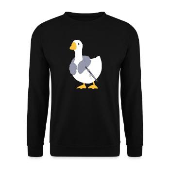 Wo sich Winde treffen – Chinesische Gans – Brunnen des Himmels - Unisex Pullover - Schwarz - Vorne - Alina (178cm) & Michal (187cm)