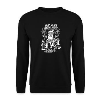 My llama needs an update - Unisex Sweatshirt - black - Front - Alina (178cm) & Michal (187cm)
