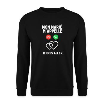 Mein Bräutigam ruft mich, ich muss gehen - Unisex Pullover - Schwarz - Vorne - Alina (178cm) & Michal (187cm)
