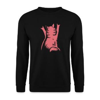 Vue arrière du Chat de Roche – Cornes de Diable - Sweat-shirt Unisexe - noir - Devant - Alina (178cm) & Michal (187cm)