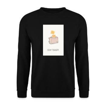 Stay Toasty – witziger  Küchen Spruch - Unisex Pullover - Schwarz - Vorne - Alina (178cm) & Michal (187cm)