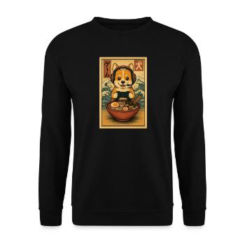 Ramen Corgi Gaming Anime Japanese Noodle Bowl - Unisex Sweatshirt - black - Front - Alina (178cm) & Michal (187cm)