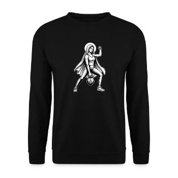 Holy Kettlebell Mary - Mème Drôle de Fitness - Sweat-shirt Unisexe - noir - Devant - Alina (178cm) & Michal (187cm)