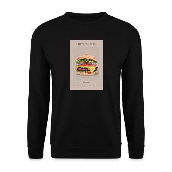 Cheese Burger Poster Food Illustration Küche - Unisex Pullover - Schwarz - Vorne - Alina (178cm) & Michal (187cm)
