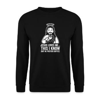Jesus Loves Me He Prefers Coffee - Unisex Sweatshirt - black - Front - Alina (178cm) & Michal (187cm)