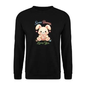 Cute Easter bunny with colorful egg - Unisex Sweatshirt - black - Front - Alina (178cm) & Michal (187cm)