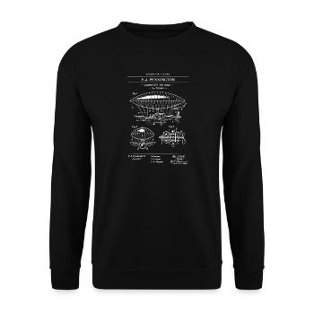 Vintage Airship Patent Blueprint - Unisex Pullover - Schwarz - Vorne - Alina (178cm) & Michal (187cm)