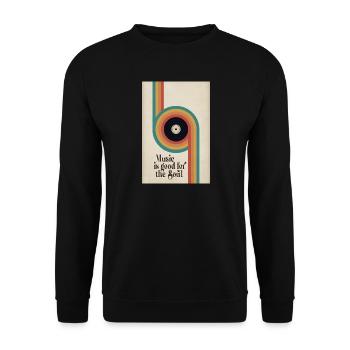 Music is Good for the Soul Retro Poster - Unisex Pullover - Schwarz - Vorne - Alina (178cm) & Michal (187cm)