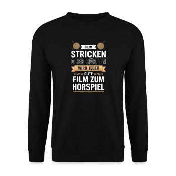 Stricken oder Häkeln Hörspielzauber - Unisex Pullover - Schwarz - Vorne - Alina (178cm) & Michal (187cm)