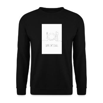 Gerichtssaal Wortspiel Minimalistisch - Unisex Pullover - Schwarz - Vorne - Alina (178cm) & Michal (187cm)