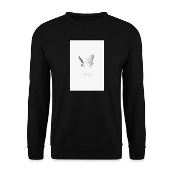 Veränderung beginnt leise Schmetterling Design - Unisex Pullover - Schwarz - Vorne - Alina (178cm) & Michal (187cm)