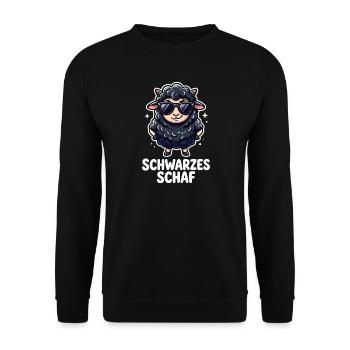 Schwarzes Schaf Lustiges Cooles Motiv - Unisex Pullover - Schwarz - Vorne - Alina (178cm) & Michal (187cm)