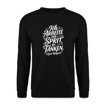 Ich arbeite um Sprit zu tanken - Unisex Pullover - Schwarz - Vorne - Alina (178cm) & Michal (187cm)