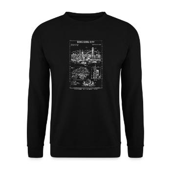 Hongkonger Skyline-Blaupause - Unisex Pullover - Schwarz - Vorne - Alina (178cm) & Michal (187cm)