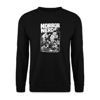 Horror Nerd Gruselt sich mit Spaß - Unisex Pullover - Schwarz - Vorne - Alina (178cm) & Michal (187cm)