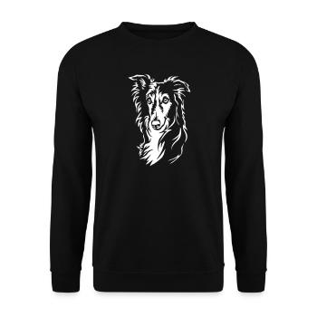 Silken Windhound Kopf "Black Edition" - Unisex Pullover - Schwarz - Vorne - Alina (178cm) & Michal (187cm)