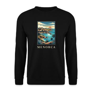 Menorca Cliffside Coast Poster Spain Travel Poster - Unisex Sweatshirt - black - Front - Alina (178cm) & Michal (187cm)