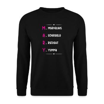 Mary Name Acrostic - Unisex Sweatshirt - black - Front - Alina (178cm) & Michal (187cm)