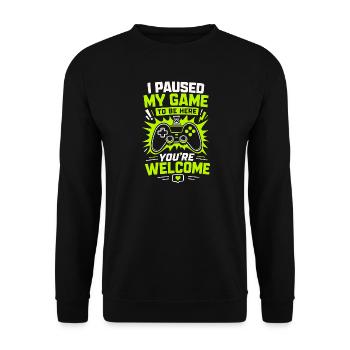 J’ai mis ma partie en pause pour être ici en train de jouer - Sweat-shirt Unisexe - noir - Devant - Alina (178cm) & Michal (187cm)