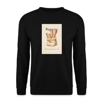 Baguette Weil Glück Knusprig Sein Darf - Unisex Pullover - Schwarz - Vorne - Alina (178cm) & Michal (187cm)