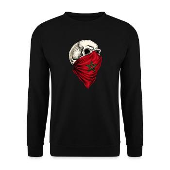 Marokkanischer Marokkanischer Flaggenschädel - Unisex Pullover - Schwarz - Vorne - Alina (178cm) & Michal (187cm)