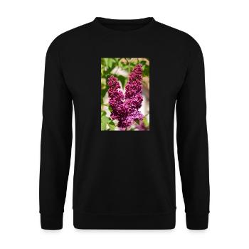 Blooming lilac in spring garden - Unisex Sweatshirt - black - Front - Alina (178cm) & Michal (187cm)