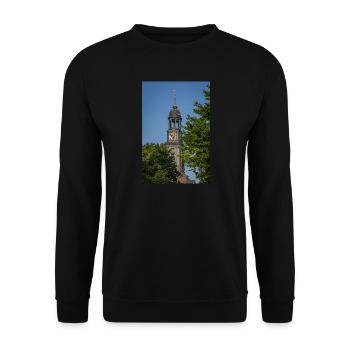 St. Michael's Church between two trees - Unisex Sweatshirt - black - Front - Alina (178cm) & Michal (187cm)