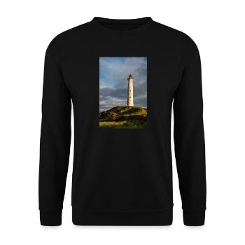 Leuchtturm Lyngvig Fyr in Dänemark - Unisex Pullover - Schwarz - Vorne - Alina (178cm) & Michal (187cm)