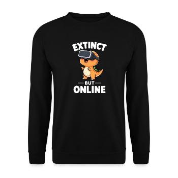 Dino T-Rex Virtual Reality Gamer Spruch - Unisex Pullover - Schwarz - Vorne - Alina (178cm) & Michal (187cm)