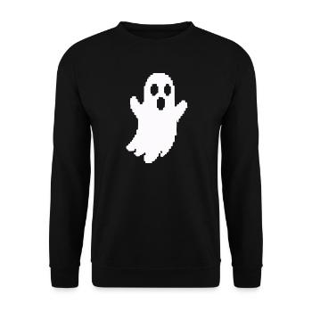 Weißer Geister-Silhouette Print - Unisex Pullover - Schwarz - Vorne - Alina (178cm) & Michal (187cm)