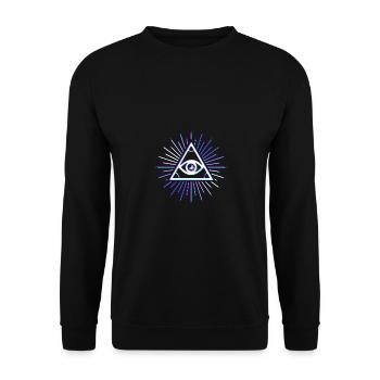 Illuminati all seeing eye blue 3d effect - Unisex Pullover - Schwarz - Vorne - Alina (178cm) & Michal (187cm)