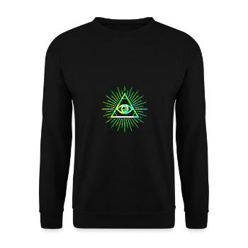 Illuminati all seeing eye green 3d - Unisex Pullover - Schwarz - Vorne - Alina (178cm) & Michal (187cm)