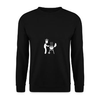 Griller Grillkönig personalisierbar Grafik - Unisex Pullover - Schwarz - Vorne - Alina (178cm) & Michal (187cm)