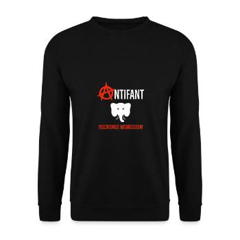 Antifant Faschismus Wegrüsseln! - Unisex Pullover - Schwarz - Vorne - Alina (178cm) & Michal (187cm)