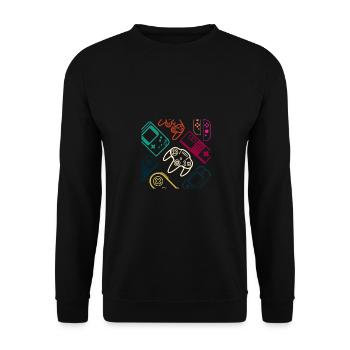 Contrôleur de jeu vidéo en masque de couleur néon - Sweat-shirt Unisexe - noir - Devant - Alina (178cm) & Michal (187cm)