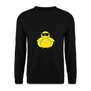 Poulet poussin mignon de Pâques gras avec des lunettes de soleil - Sweat-shirt Unisexe - noir - Devant - Alina (178cm) & Michal (187cm)
