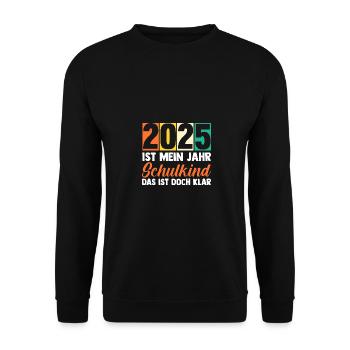 Kita Abschied Erste Klasse Einschulung 2025 - Unisex Pullover - Schwarz - Vorne - Alina (178cm) & Michal (187cm)